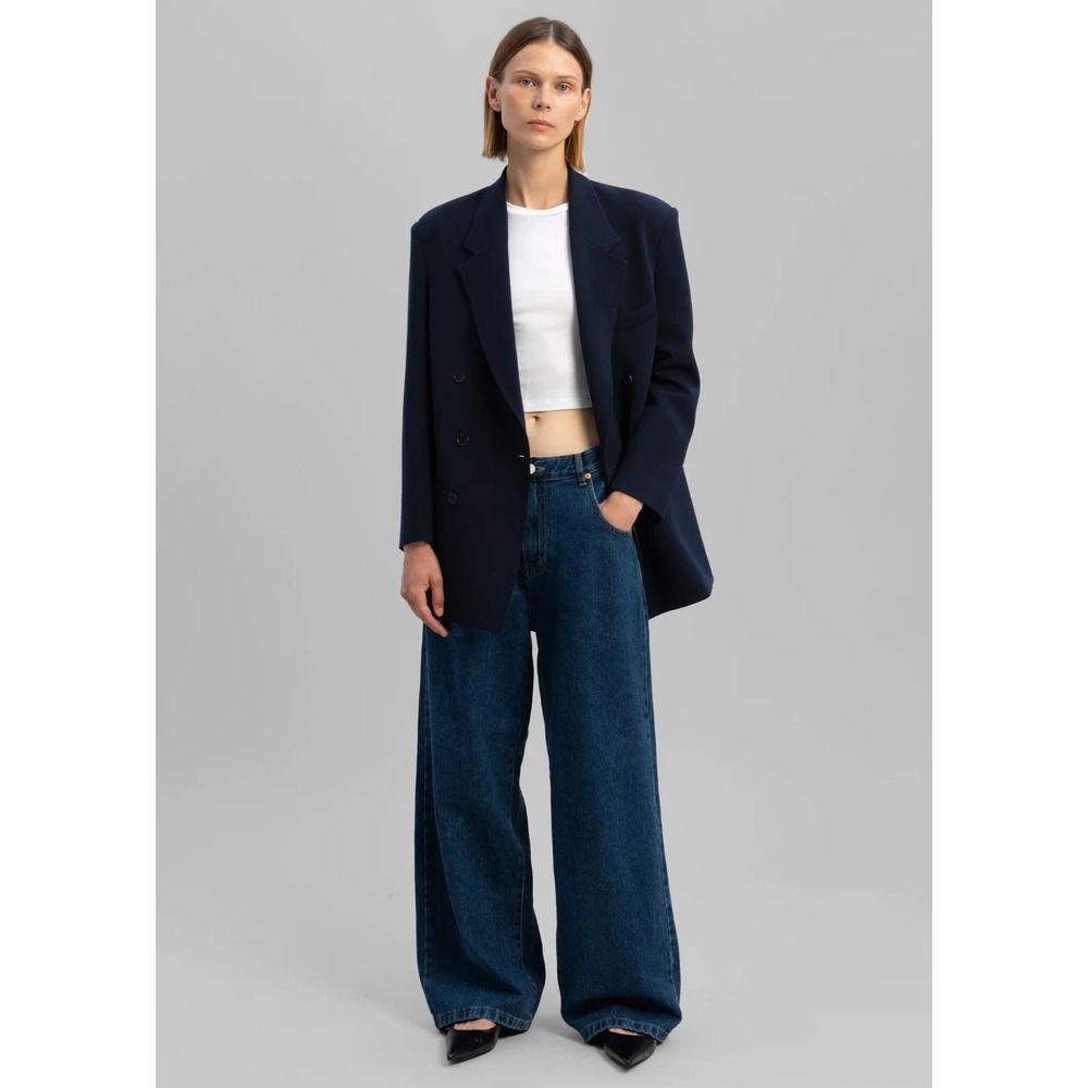 The Frankie Shop  Dark Blue Wide-Leg Jeans